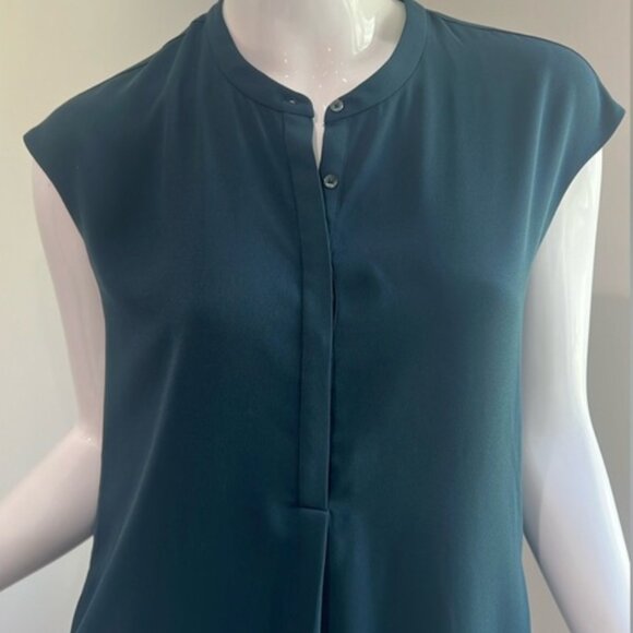 ARITZIA BABATON SHIFT DRESS CAP SLEEVE POCKETS BANDED COLLAR - TEAL - Picture 5 of 12